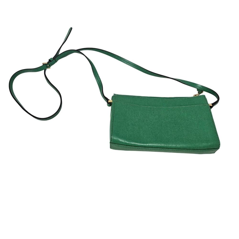 Lauren Ralph Lauren Green Small Crossbody Bag Saffiano Leather Classic